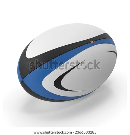rugby ball - rugby ball white, black and blue color design image Royalty-Free Stock Photo #2366533285