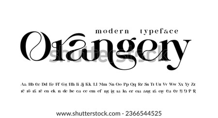 Luxury Serif Font in modern style with a big set of different ligatures, this typeface can be used for logos Royalty-Free Stock Photo #2366544525