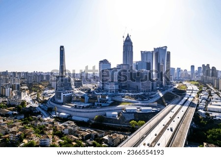Istanbul Financial Center (IFC) in Atasehir, Istanbul, Turkey. Global financial services hub. Modern business center skyscrapers in Istanbul. Royalty-Free Stock Photo #2366554193