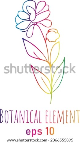 Cute hand drawn graphic floral and herbal element. Doodle vector illustration for wedding design, logo and greeting card.