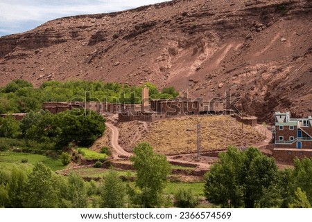 Moroccan berber villages , Morrocan landscape atlas mountains Royalty-Free Stock Photo #2366574569