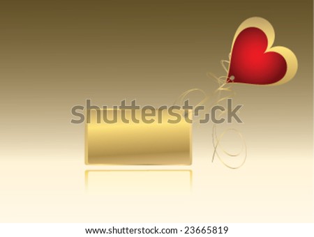golden tag with red heart,vector