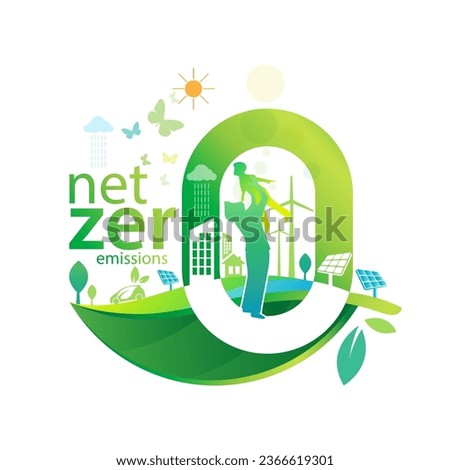 Net zero and carbon neutral concept. Royalty-Free Stock Photo #2366619301