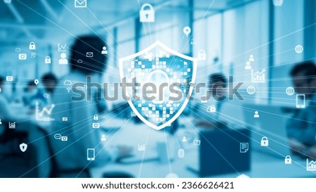 Group of people in office and cyber security concept. Smart office. Royalty-Free Stock Photo #2366626421