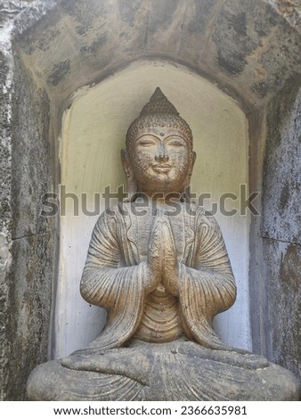 Balinese style Buddha statue in the cave.  Picture taken on September 25, 2023 in Denpasar