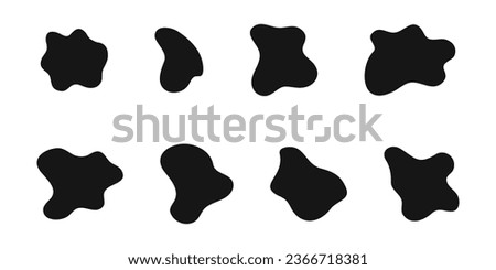 Irregular shapes icons set. Organic blobs, water splotches, liquid ink spots, distorted bubbles textures collection isolated on white background. Amoeba shaped figures. Vector graphic illustration Royalty-Free Stock Photo #2366718381