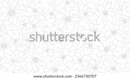Simple Flowery Minimalism Hand-drawn Line Pattern Vector Texture Background  Royalty-Free Stock Photo #2366730707