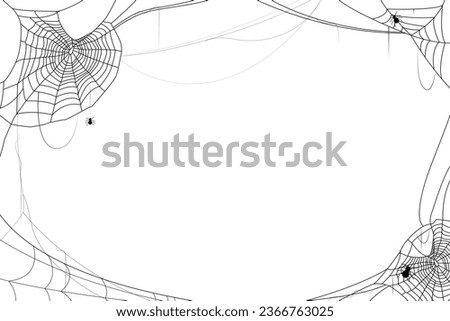Spider web halloween background border design with copy space on white background, vector illustration   Royalty-Free Stock Photo #2366763025