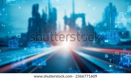 Smart city and communication network concept. Digital transformation. Royalty-Free Stock Photo #2366771609