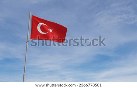 Red star moon flag waving blue sky color background wallpaper symbol decoration freedom government national country culture emblem travel government politic turkish diplomacy independence turk history