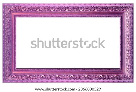 Antique fuchsia Pink Classic Old Vintage Wooden mockup canvas frame isolated on white background. Blank and diverse subject molding baguette. Design element. use for paintings, mirrors or photo.