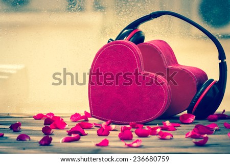 Couple red heart ,music of love Royalty-Free Stock Photo #236680759