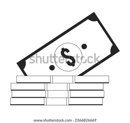 Money collection flat monochrome isolated vector object. Savings. Finance. Editable black and white line art drawing. Simple outline spot illustration for web graphic design