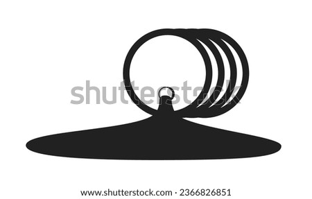 Oil spill from barrel monochrome flat vector object. Fuel spilling out. ENvironment pollution. Editable black and white thin line icon. Simple cartoon clip art spot illustration for web graphic design