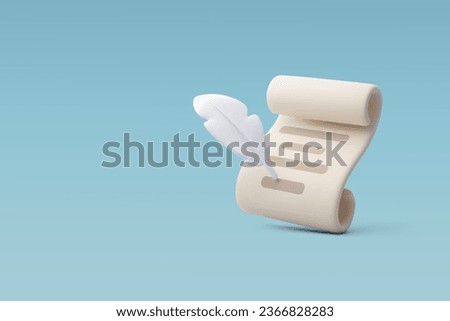 3d Vector Agreement, sign icon Court document and and feather. Eps 10 Vector. Royalty-Free Stock Photo #2366828283