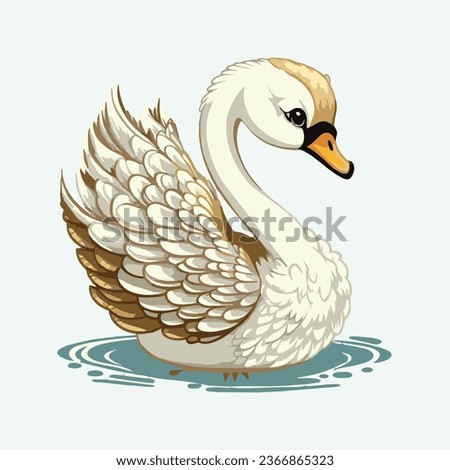 vector cute swan cartoon style