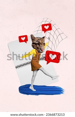 Picture image collage of crazy funky character caricature have fun dance social media popularity isolated on drawing background