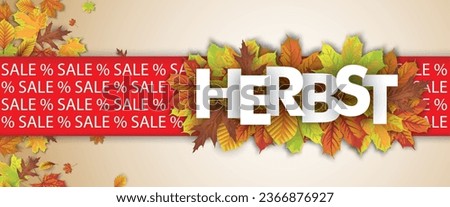 German text Herbst, translate Autumn. Eps 10 vector file.