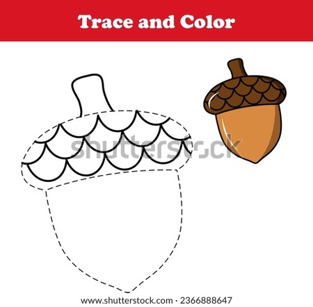 Trace the picture and color , acorn , cute simple , october worksheet Royalty-Free Stock Photo #2366888647