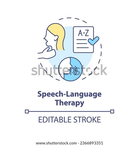 2D editable multicolor icon speech language therapy concept, simple isolated vector, dyslexia thin line illustration.