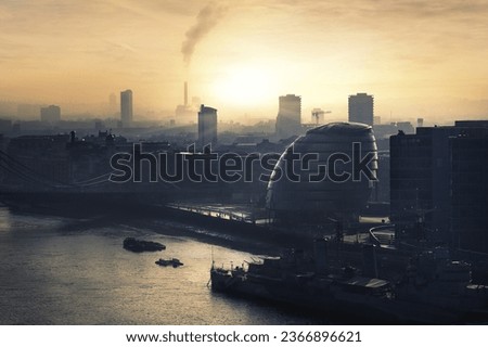 Image of london city skyline and the Thames at sunset