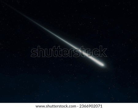 Meteorite in the night sky. Beautiful shooting star. Bright meteor trail.