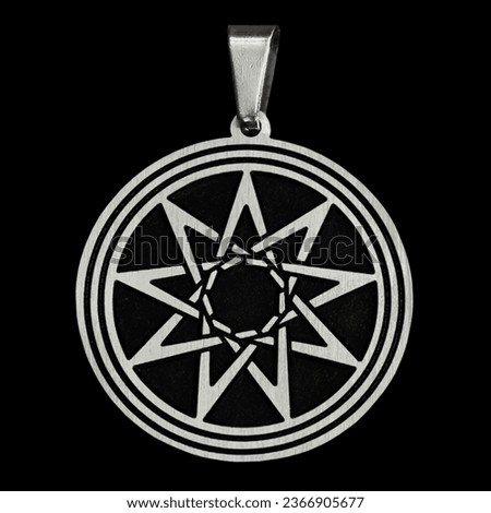 Pendant in the form of an 9 point star. Sign of the Wizards. Star of the Ynglings. An accessory for rockers, bikers, metalheads, goths and punks.
