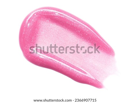 Pink lip gloss texture isolated on white background. Smudged cosmetic product smear. Makup swatch product sample Royalty-Free Stock Photo #2366907715
