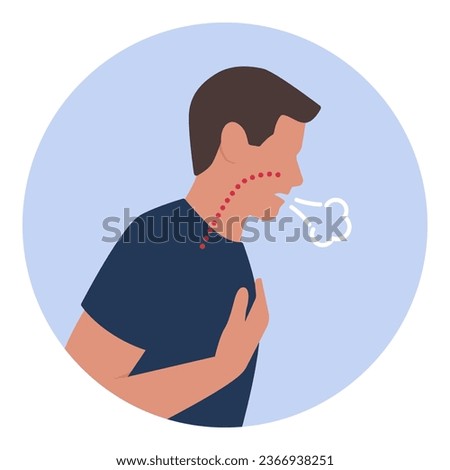 Shortness of breath and pulmonary disease, man with breathing difficulties and chest pain, isolated icon Royalty-Free Stock Photo #2366938251