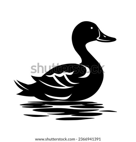 black and white duck illustration design on a white background