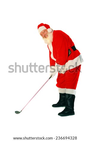 Santa Claus LOVES the game of Golf. Here is a Santa Joke for you to enjoy. Q. What is Santa's Favorite Golf Score? A. A HO HO HOLE IN ONE. Merry Christmas to all from Mike Ledray Stock Photographer.