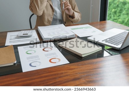 Business woman working in green eco friendly modern working space creative ideas for business eco friendly professional investor start up project business
