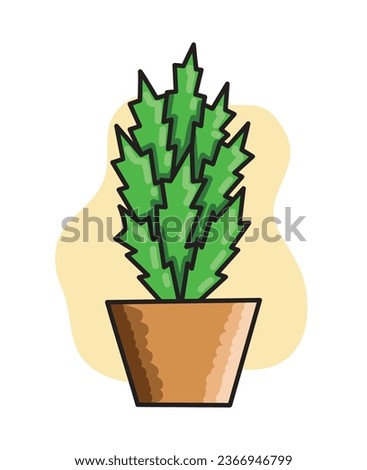 Plant in pot isolated on the white background, vector illustration