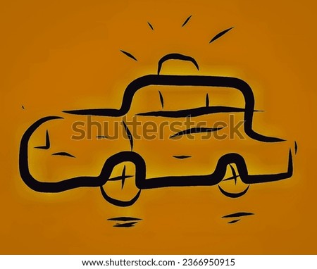 cartoon a sketch of a taxi car