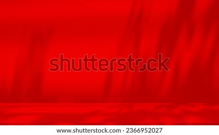 Wall interior background, studio  and backdrops show products.with shadow leaf.from window color red background for text insertion and presentation product  Royalty-Free Stock Photo #2366952027