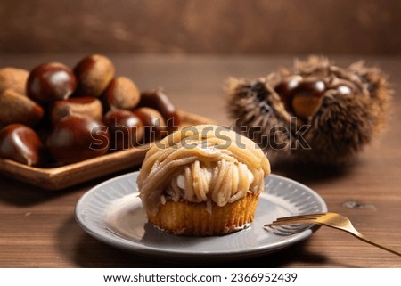 Mont Blanc cake made with Japanese chestnuts Royalty-Free Stock Photo #2366952439