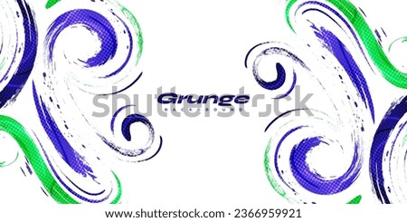 Blue and Green Brush Background with Halftone Effect Isolated on White Background. Sport Background with Grunge Style. Scratch and Texture Elements For Design