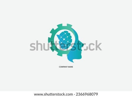 Head human smart technology logo vector, Brain human Artificial logo
