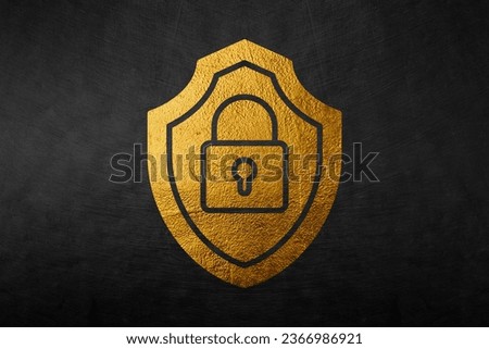 Gold Cyber security icon isolated on white background. Closed padlock on digital circuit board. Safety concept. Digital data protection. 3d illustration 3D render. Royalty-Free Stock Photo #2366986921
