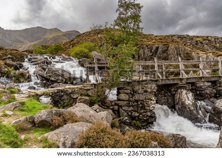River in full flood after a lot of rain, North Wales Royalty-Free Stock Photo #2367038313
