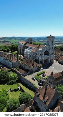 drone photo Vezelay abbey, Basilique de Vézelay France europe