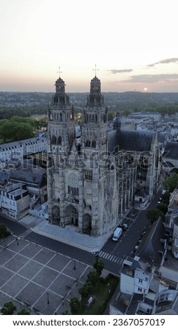 drone photo Saint-Gatien cathedral, Cathédrale Saint-Gatien tours france europe