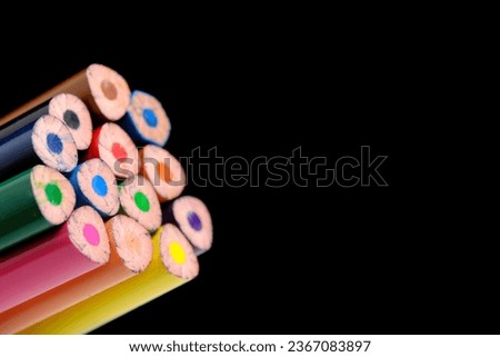 Set of colored pencils black background