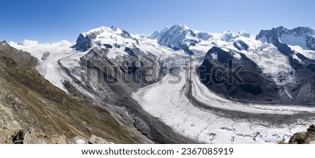 Zermatt, Switzerland: Image of the famous mountain called Catena del Monte Rosa and Cima Doufour