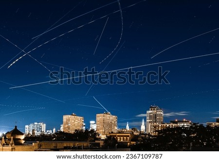 Air Traffic over New York City at Night