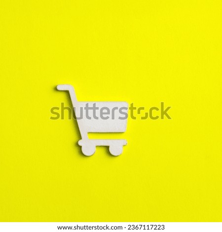 Supermarket basket car icon on yellow color background
