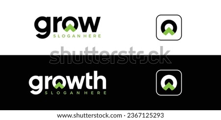 Modern growth logo design wordmark. Abstract arrow shapes logo design in letter O graphic vector illustration. Symbol, icon, creative. Royalty-Free Stock Photo #2367125293