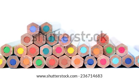 Assortment of colored pencils isolated over white background