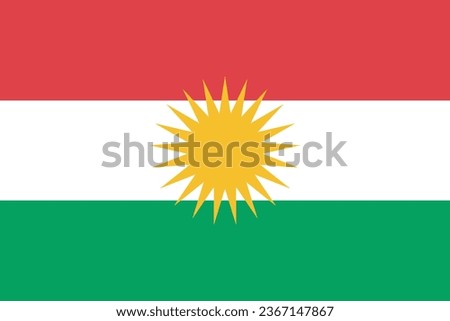Flag of Iraqi Kurdistan. Standard color. Standard size. A rectangular flag. Icon design. Computer illustration. Digital illustration. Vector illustration.