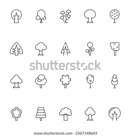 Tree Vector Line Icon Set for web sites, design, banners etc